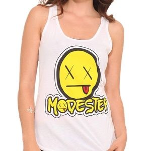 Hot Topic Women's Modestep Face Hooded  Tank Top size L